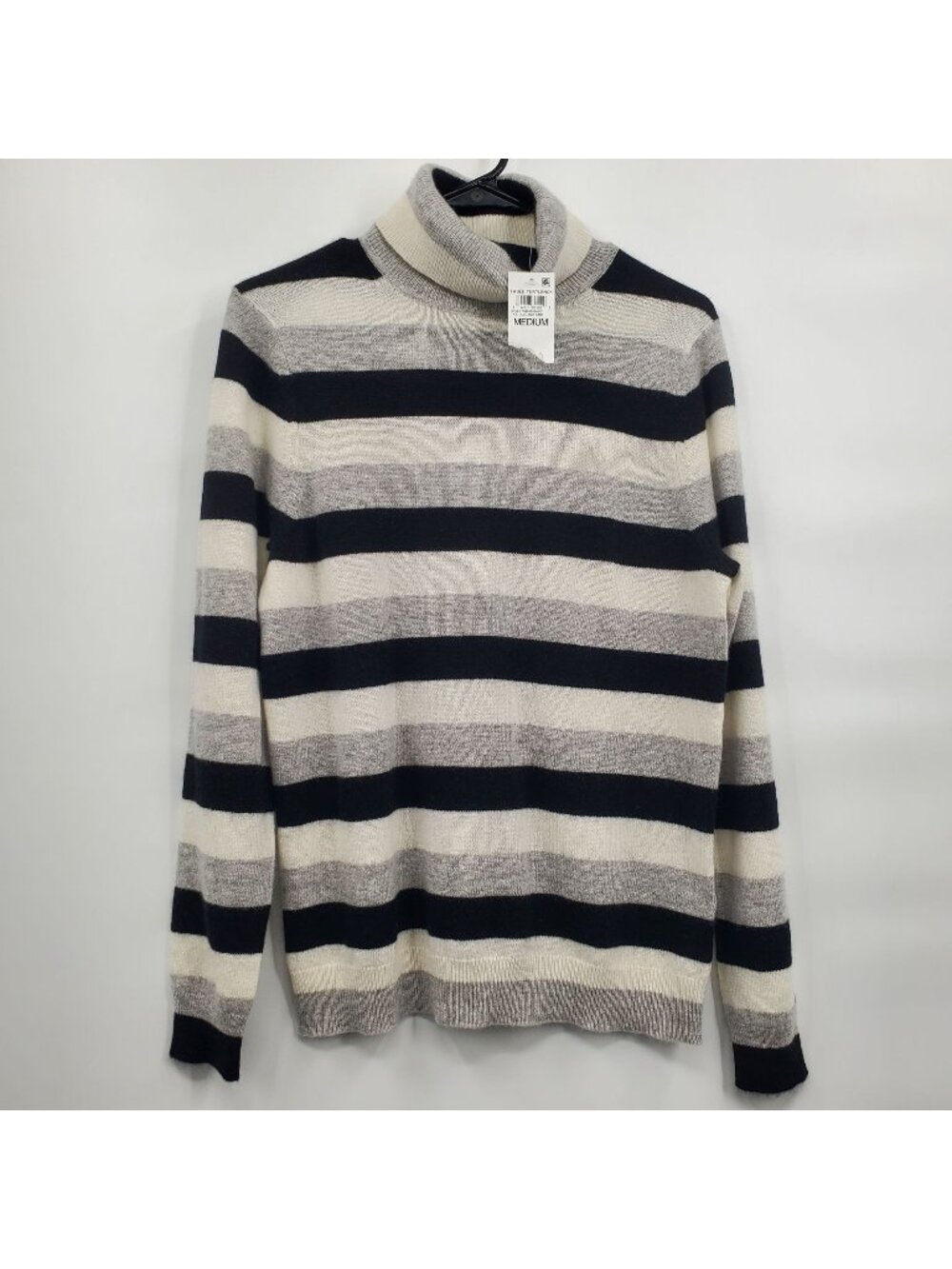 Charter Club 100% Cashmere Striped Turtleneck Sweater Top Women Size Medium NWT